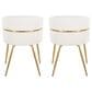LumiSource Cinch Side Chair with White Faux Leather Cushion in Gold (Set of 2), , large