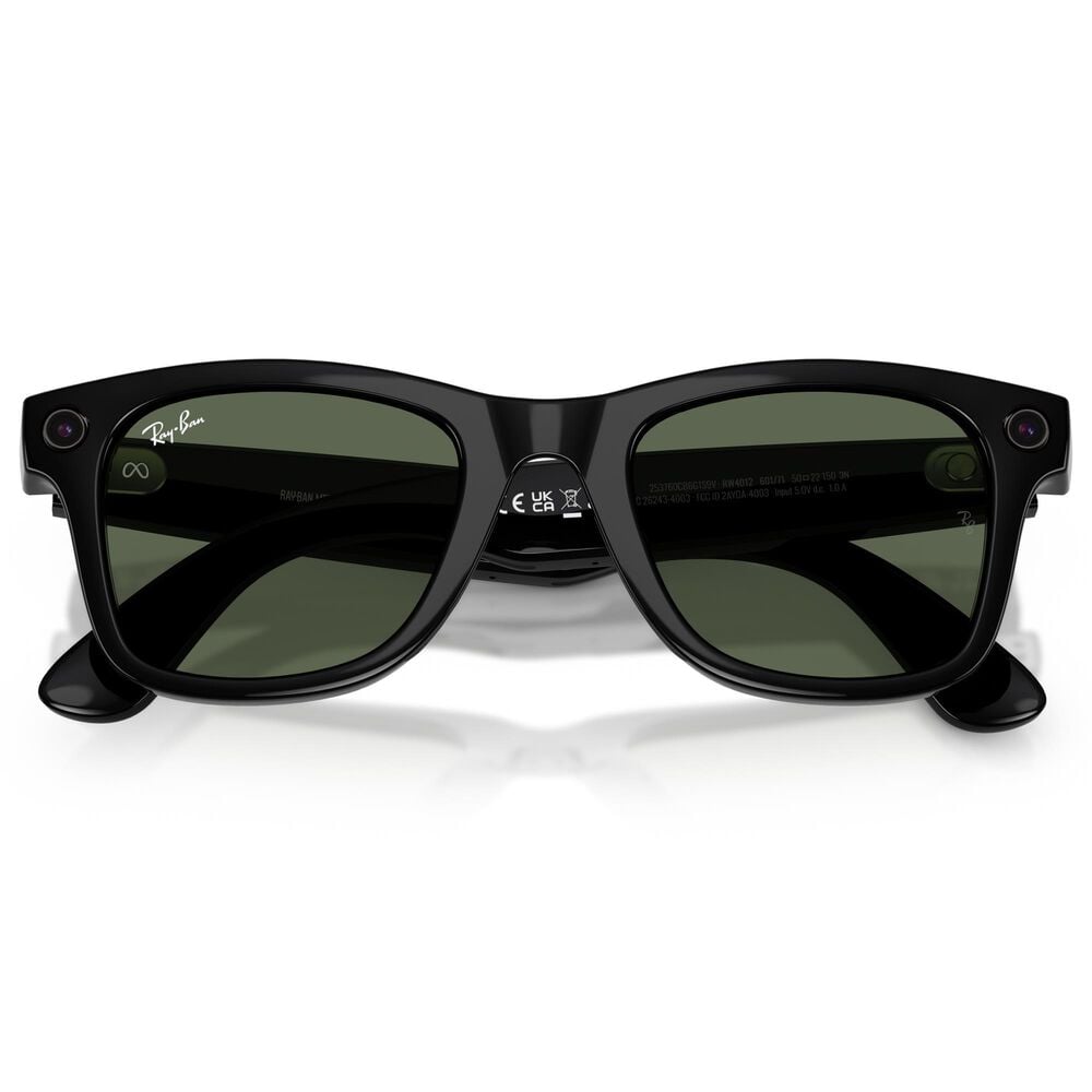Rayban Glasses Wayfarer Gen 2 53mm Sunglasses with Green Lenses in Shiny Black, , large