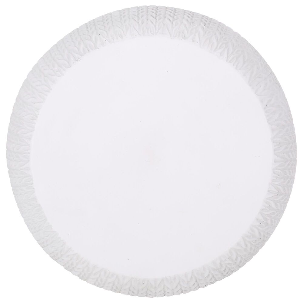 Hearth and Haven Round Patio Side Table with Braided Pattern in Antique White, , large