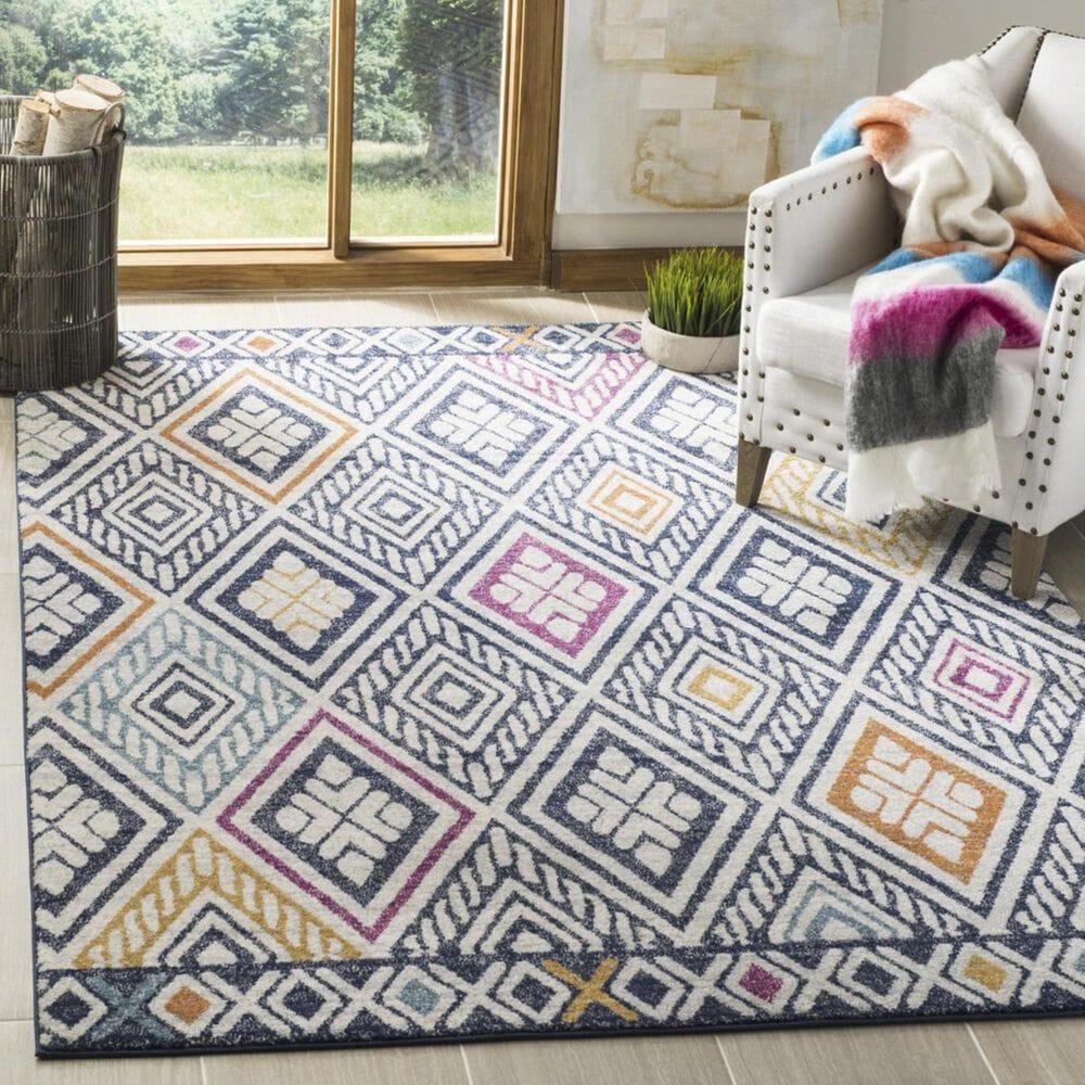 Safavieh Evoke EVK286N 5"1" x 7"6" Navy and Ivory Area Rug, , large