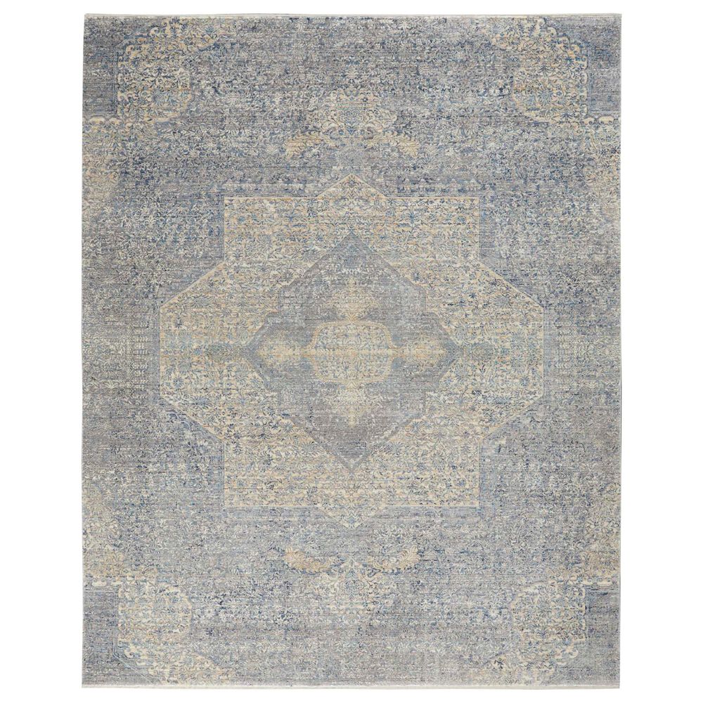 Nourison Lustrous Weave LUW04 7"10" x 10"2" Blue and Grey Area Rug, , large