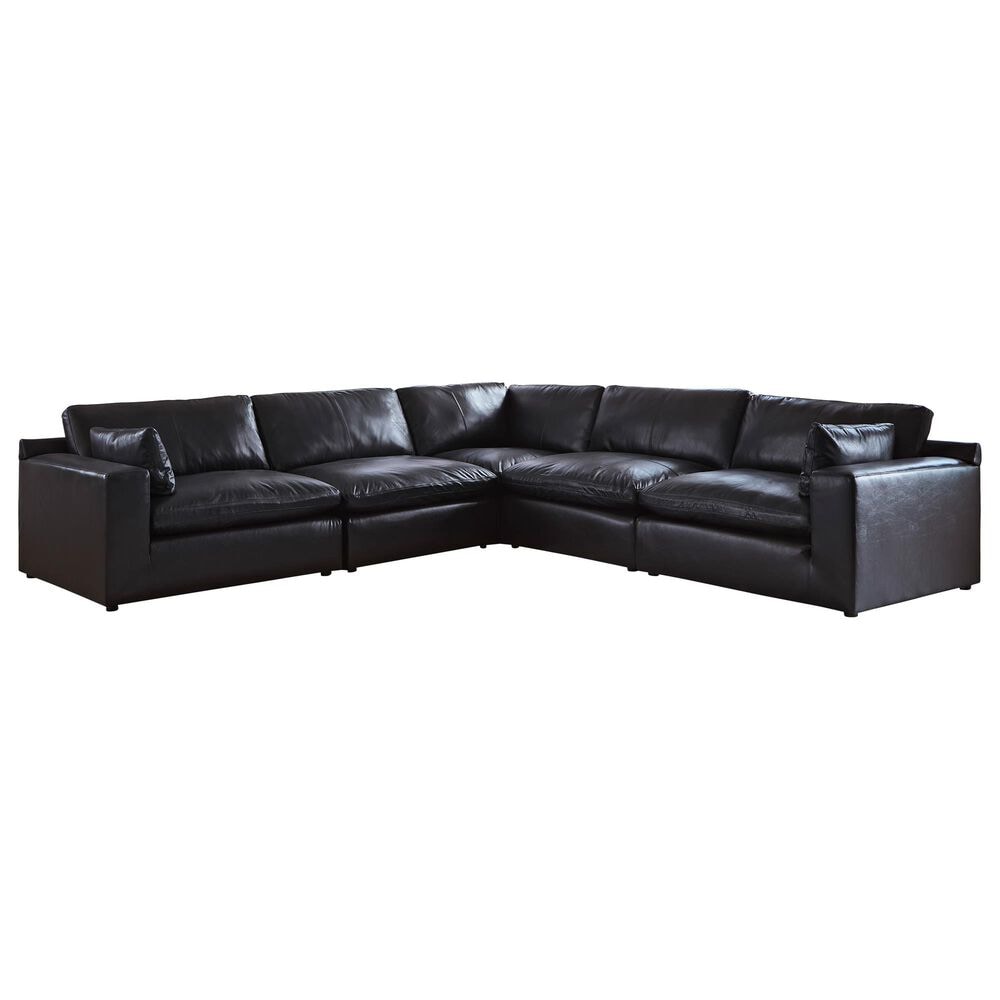 Ashley Emilia 5-Piece Stationary Reversible Sectional in Black, , large