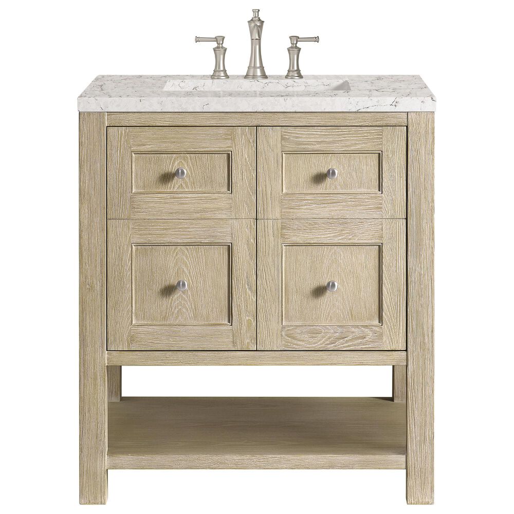 James Martin Vanities Breckenridge 30&quot; Single Vanity in Whitewashed Oak with 3 cm Eternal Jasmine Pearl Quartz Top, , large