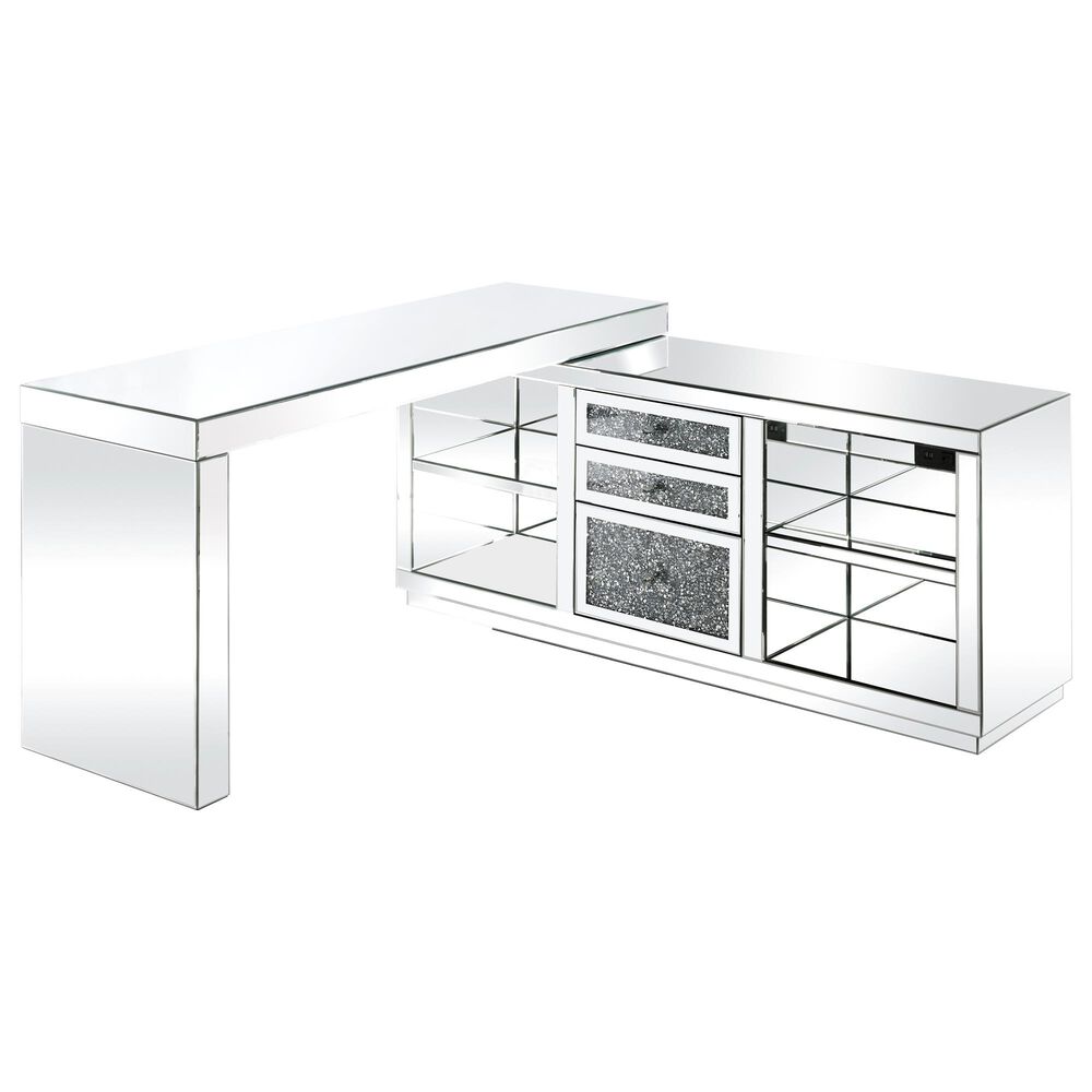 Gunnison Co. Noralie Writing Desk with USB Port in Clear Glass, , large