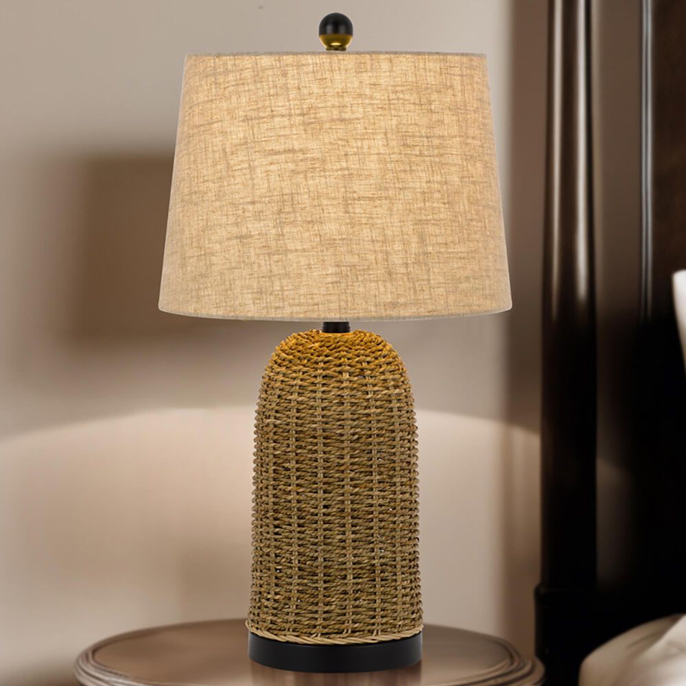 Cal Lighting Indio Wicker Basket Table Lamp in Brown and Black, , large
