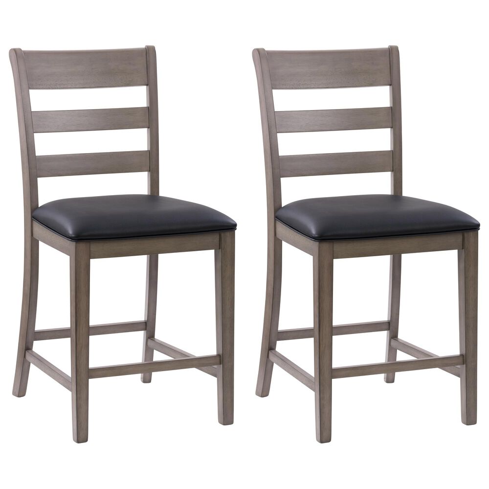 CorLiving New York Counter Height Chair in Washed Grey/Black (Set of 2), , large