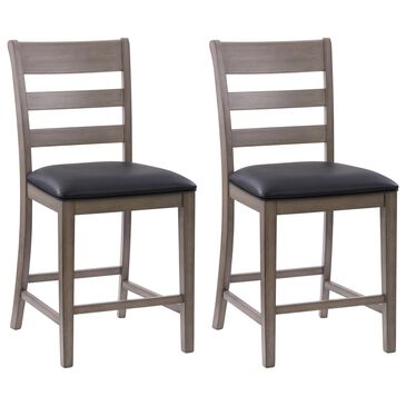 CorLiving New York Counter Height Chair in Washed Grey/Black (Set of 2), , large