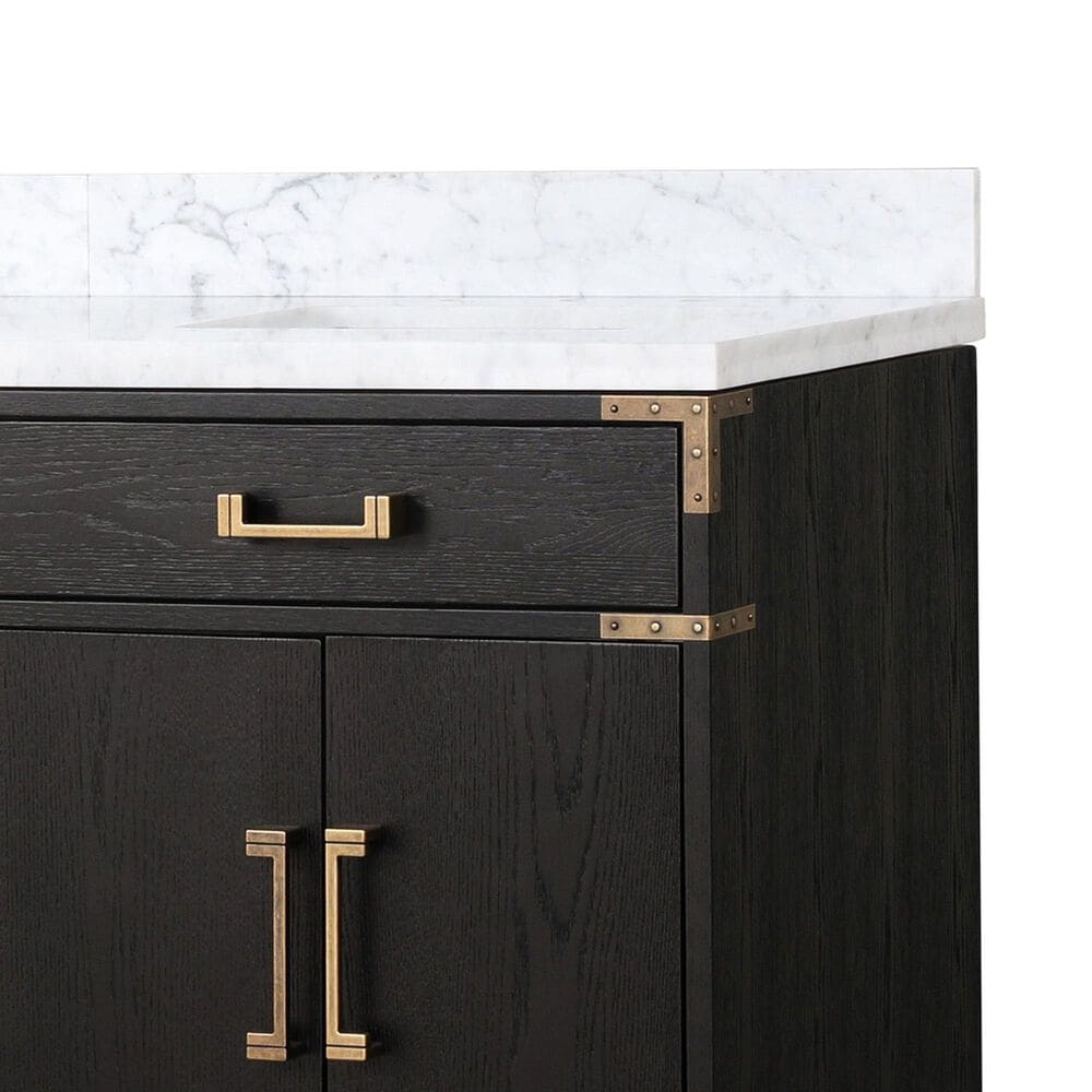 Lexora Home Laurel 60&quot; Double Bathroom Vanity in Black Oak with White Carrara Marble Top and Rectangular Sinks, , large