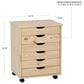 Linon Home Decor Cary 6-Drawer Wide Rolling Cart in Natural, , large