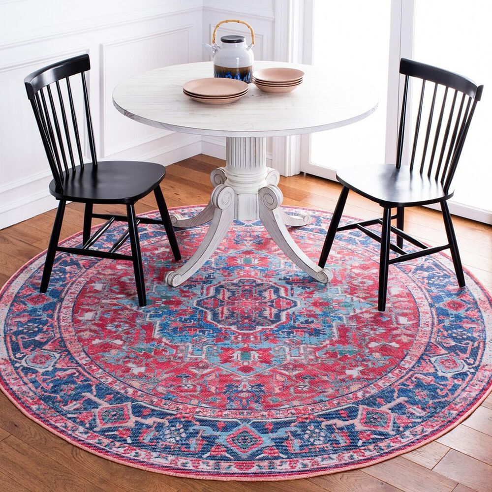 Safavieh Serapi SEP518 6&#39;7&quot; Round Navy and Red Area Rug, , large