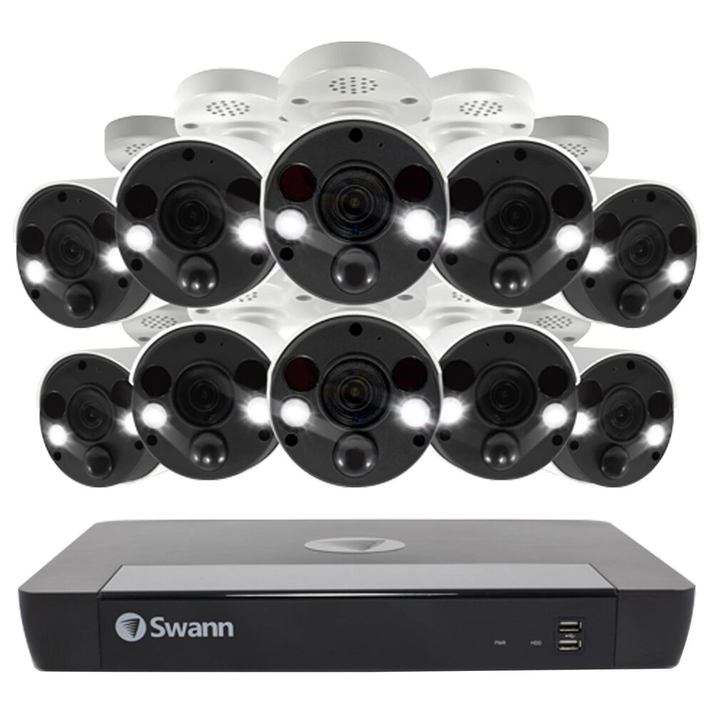 Swann 10 Camera 16 Channel 4k Ultra Hd Nvr Security System In White Nebraska Furniture Mart
