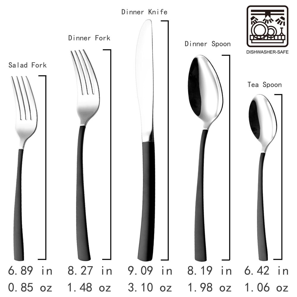 Gifts Plus 20-Piece Flatware Set in Stainless Steel and Matte Black, , large