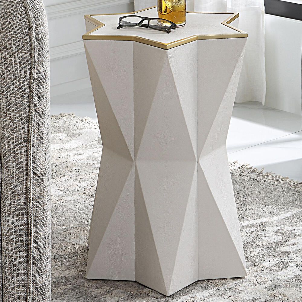 Uttermost Capella Accent Table in White and Gold, , large