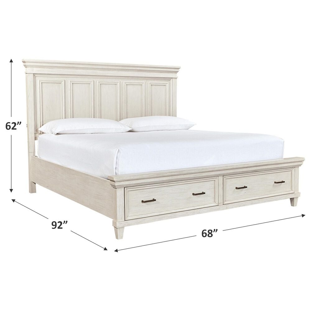 Riva Ridge Caraway Queen Storage Bed in Aged Ivory with USB Ports, , large
