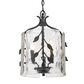 Golden Lighting Calla 3-Light Wide Pendant with Hammered Water Glass Shade in Natural Black, , large