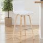 Armen Living Vienna Swivel Bar Height Stool with Snow White Upholstery in Patterned Oak, , large