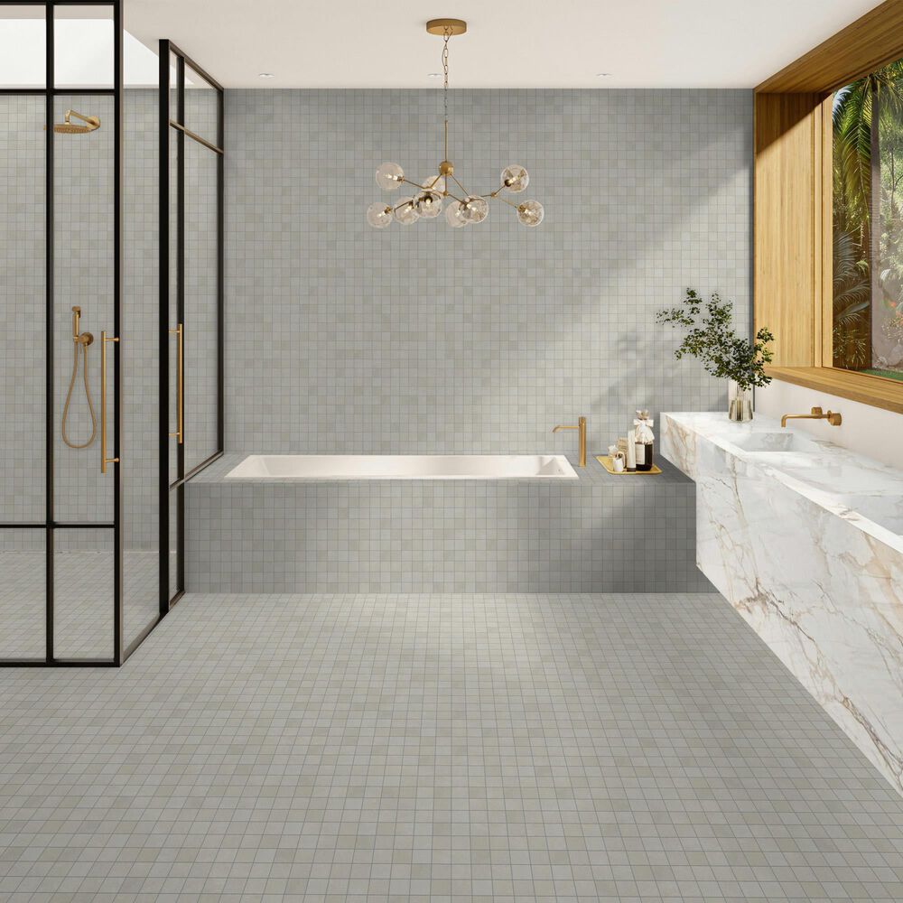 Dal-Tile Exposition Chalk 2" x 2" Straight Joint on 12" x 12" Porcelain Mosaic Sheet, , large
