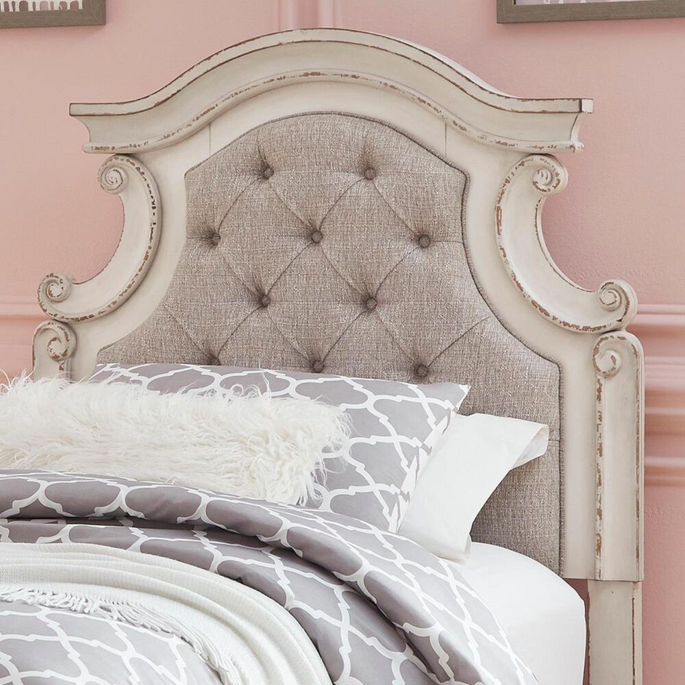 Ashley Realyn Full Upholstered Panel Headboard in Chipped White, , large