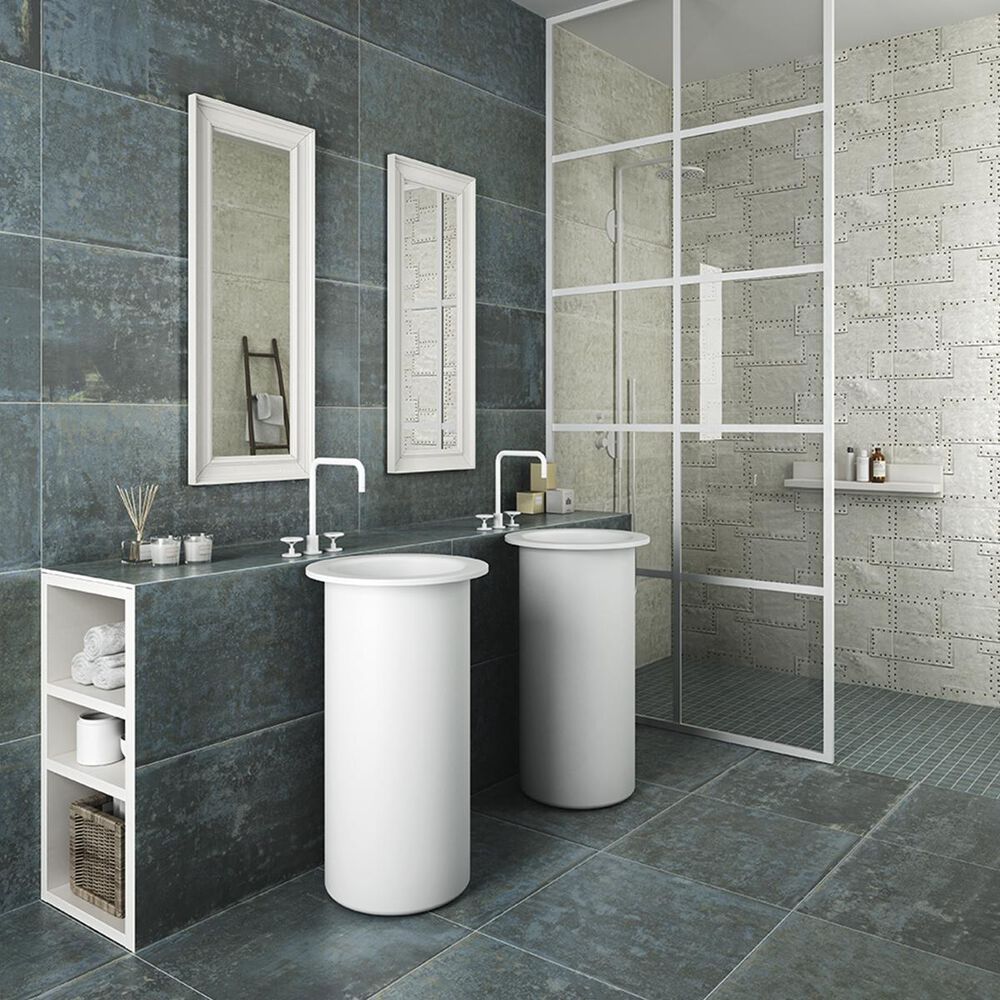 Soci Grunge Blue 18" x 36" Porcelain Tile, , large