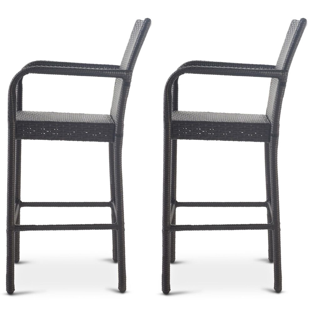 Hearth and Haven Littleton Outdoor Bar Stool in Grey &#40;Set of 2&#41;, , large