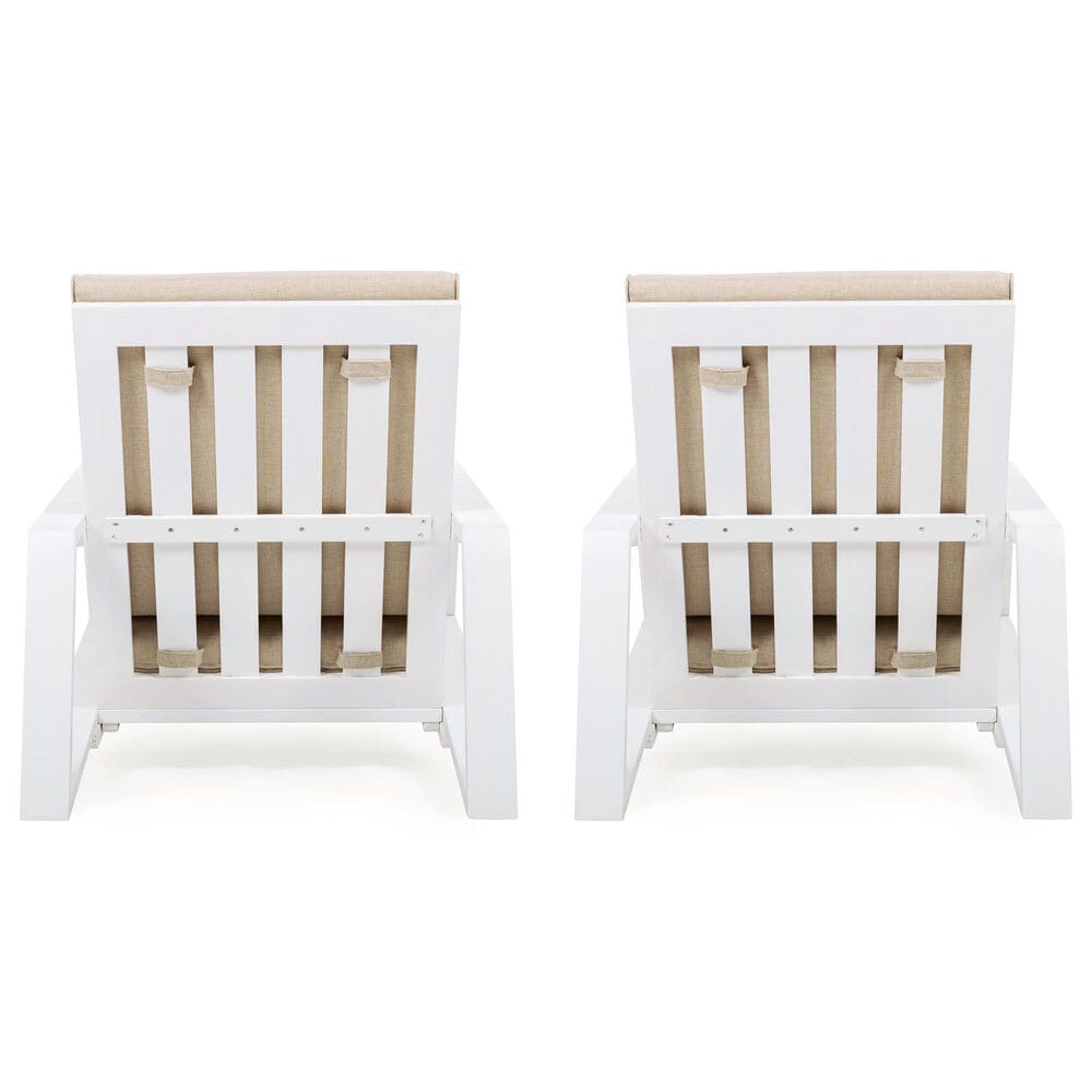 Hearth and Haven Outdoor Lounge Chair with White Frame in Beige (Set of 2), , large