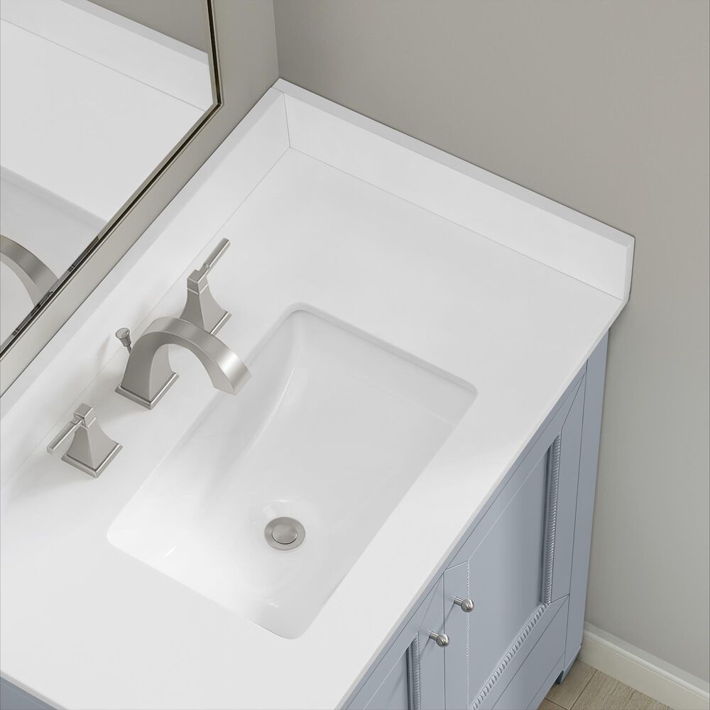 37B Claudine 30" Single Bathroom Vanity in Soft Blue with Glossy White Composite Stone Top and Backsplash, , large