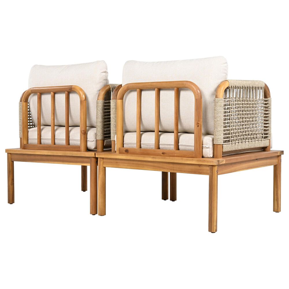 Hearth and Haven Outdoor Club Chairs with Teak Frame in Beige (Set of 2), , large