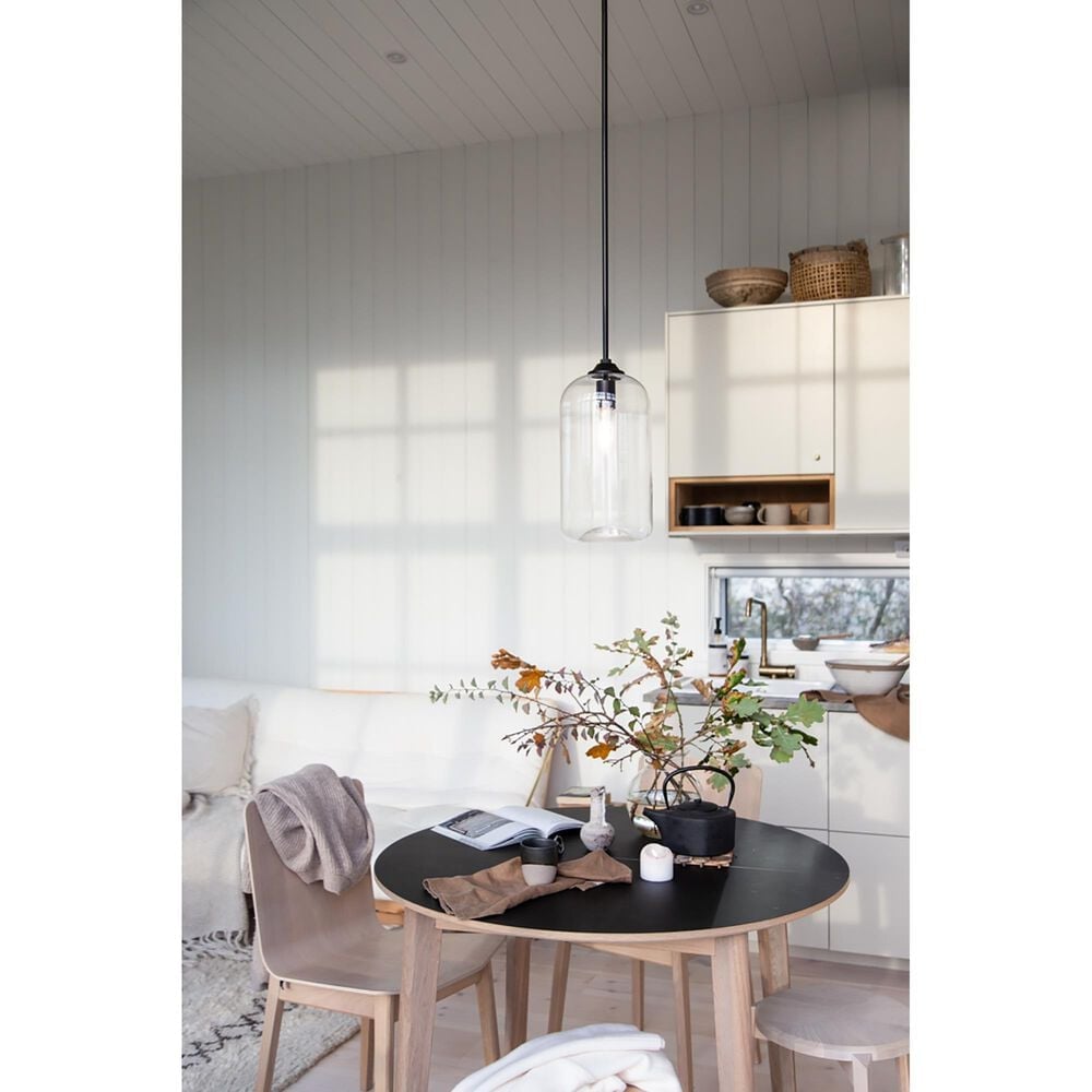 Troy Lighting District 8" 1-Light Pendant in Soft Black and Clear, , large