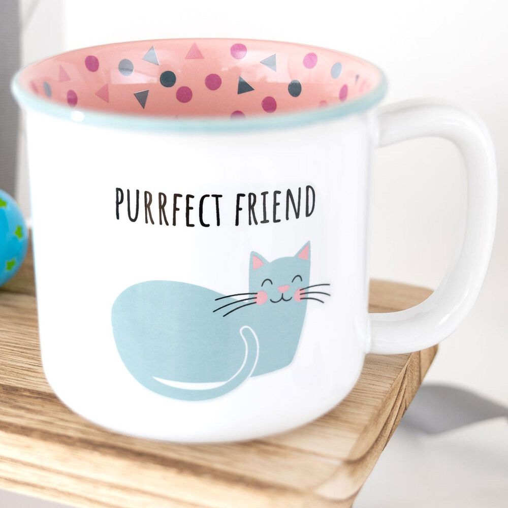 Pavilion Purrfect 18 Oz Mug in White, Blue and Pink, , large