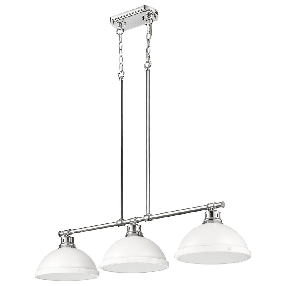 Golden Lighting Duncan 3-Light Pendant with Matte White Shade in Pewter, , large