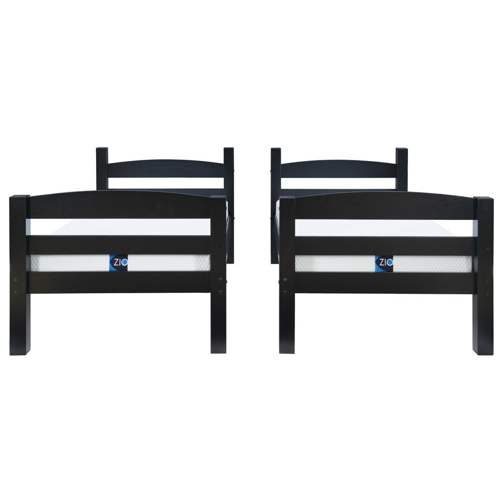 Linon Home Decor Levi Twin Over Twin Bunk Bed in Black, , large