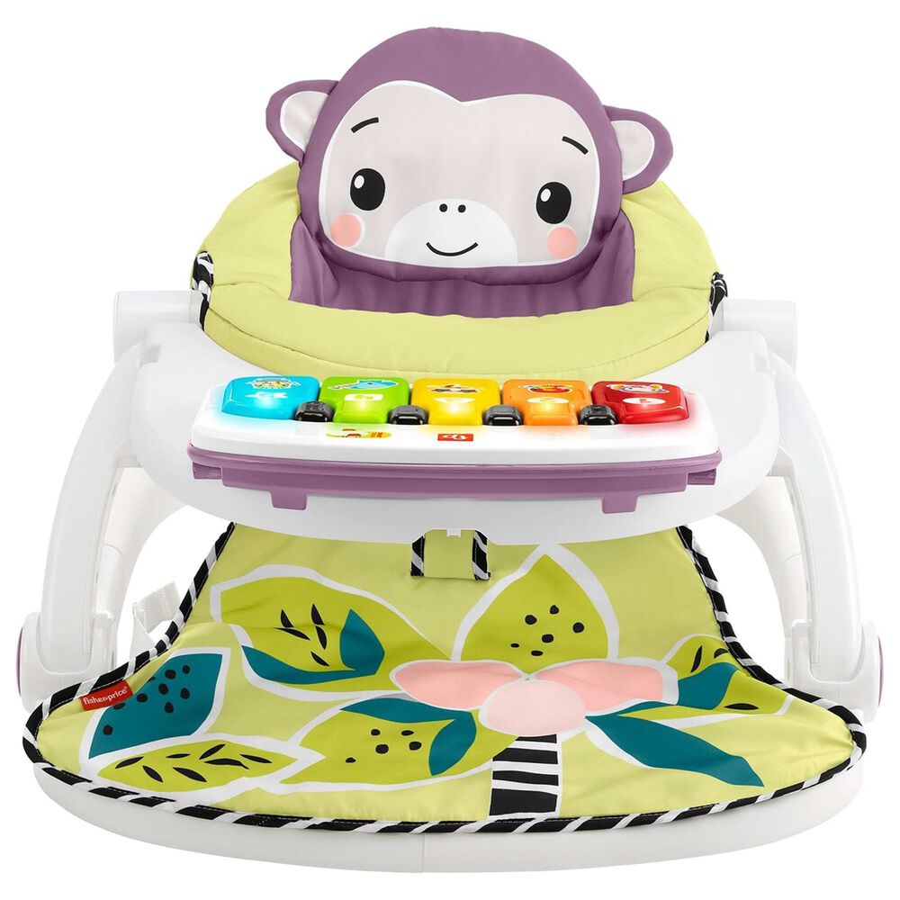 Fisher Price Monkey Baby Chair Kick and Play Deluxe Sit-Me-Up Seat in Purple and Multicolor, , large