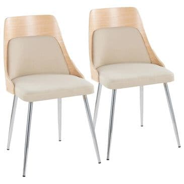 LumiSource Anabelle Side Chair with Cream Cushion in Chrome and Natural (Set of 2), , large