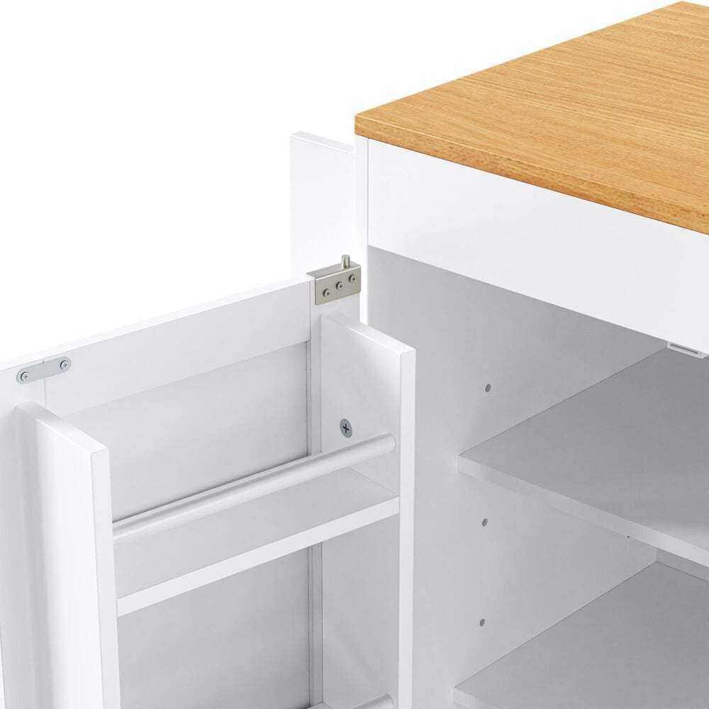 HOMLUX 74.8" Kitchen Island with Extendable Dining Table in White and Natural, , large