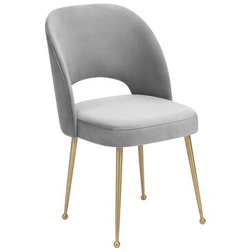 Tov Furniture Swell Velvet Chair in Light Grey and Gold, , large