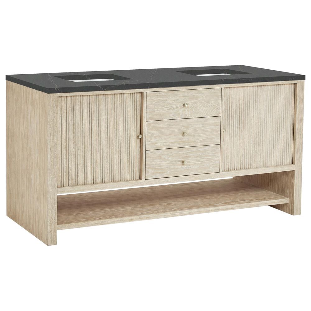 James Martin Vanities Marigot Single 72" Double Vanity in Sun-washed Oak with 3 cm Charcoal Soapstone Quartz Top, , large