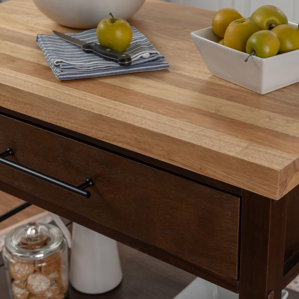 Linon Home Decor Lennix Kitchen Cart in Brown and Natural, , large