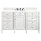 James Martin Vanities Brittany 60" Single Bathroom Vanity in Bright White with 3 cm White Zeus Quartz Top and Rectangular Sink, , large