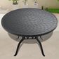 Hearth and Haven Outdoor Aluminum Dining Table with Round Table Top and Carved Texture, Black, , large