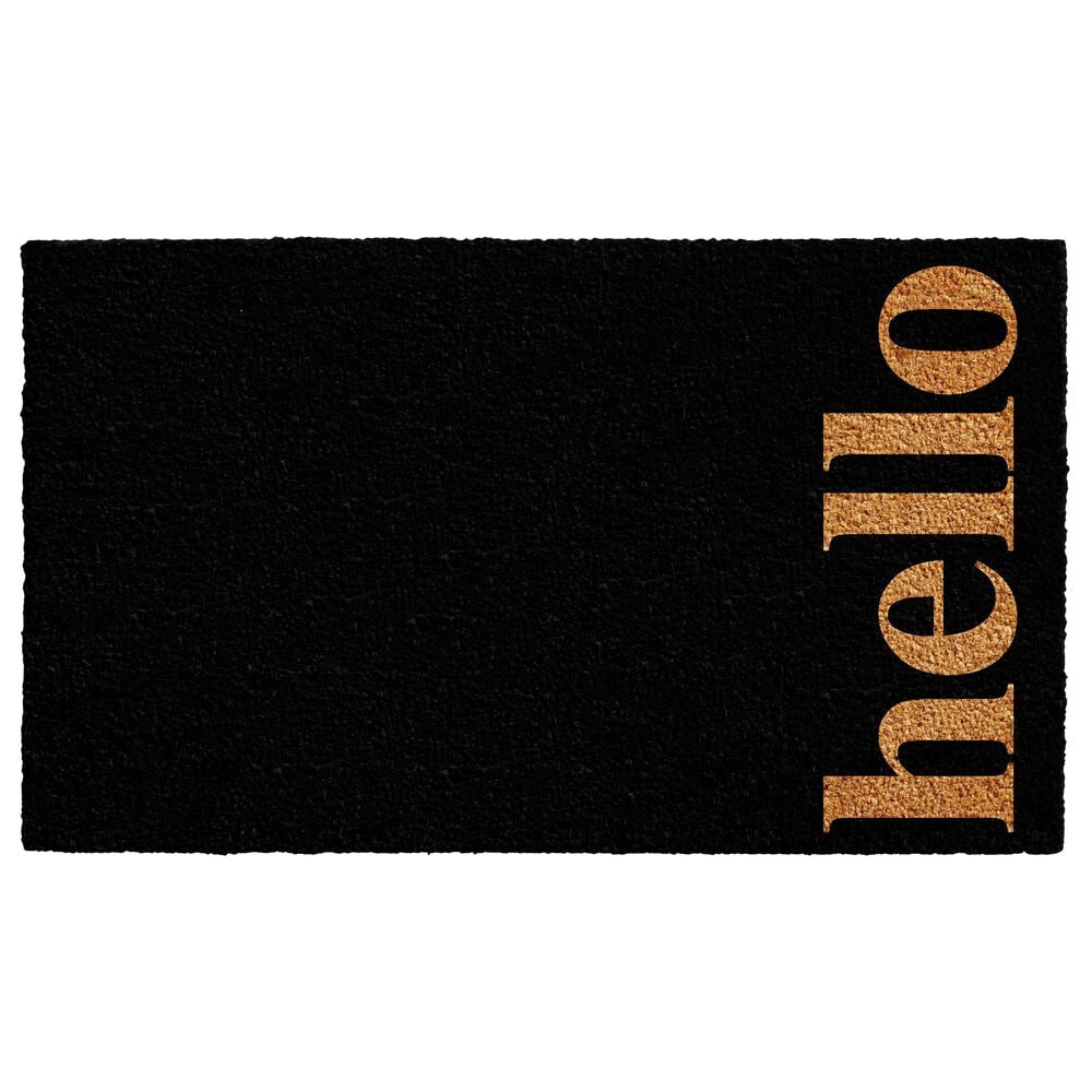 Callaway Vertical Hello  1"5" x 2"5" Black and Natural Door Mat, , large