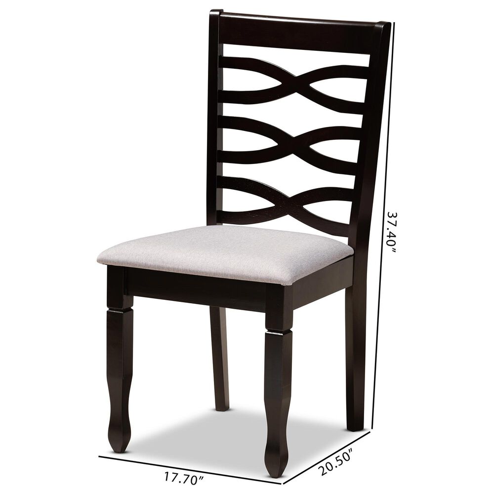 Baxton Studio Lanier Side Chair with Grey Cushion in Espresso Brown (Set of 2), , large