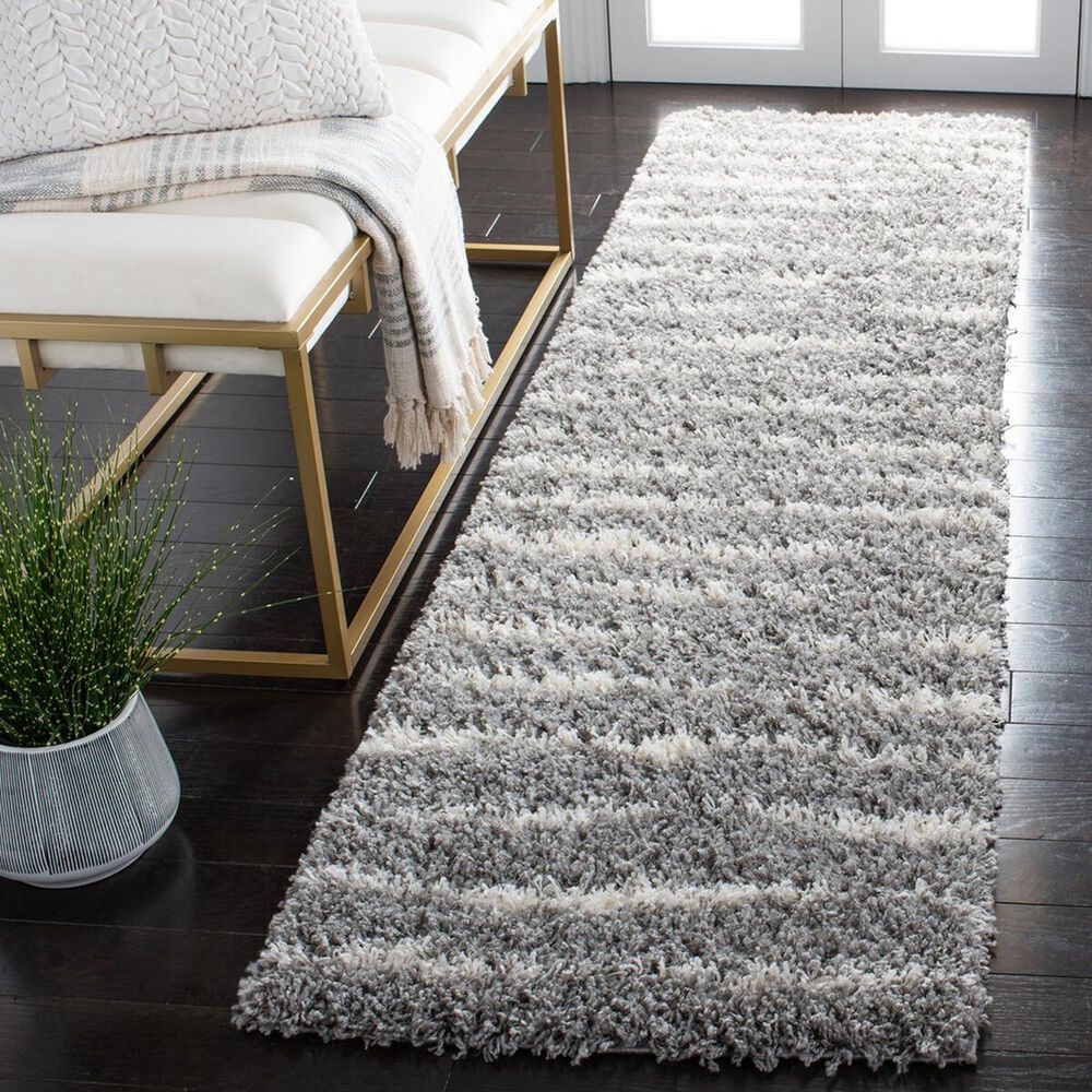 Safavieh Venus Shag VNS603J 2&#39;2&quot; x 12&#39; Grey and Ivory Runner, , large