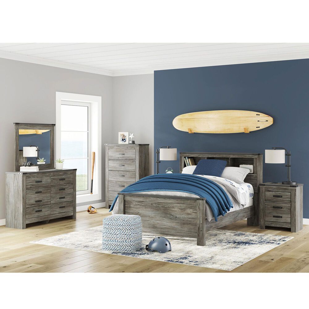 Ashley Frandern 5-Piece Full Bookcase Bedroom Set in Rustic Warm Gray, , large