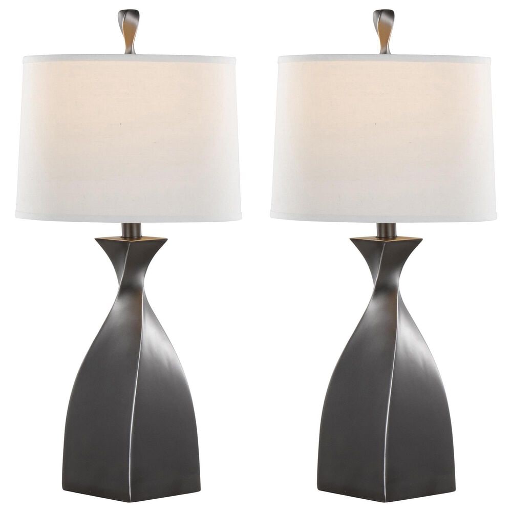 LumiSource Curvo Polyresin Table Lamp in Rubbed Grey Slate (Set of 2), , large