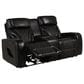 Aurora Furnishings Livorno Leather Power Reclining Console Loveseat with Massage in Black, , large