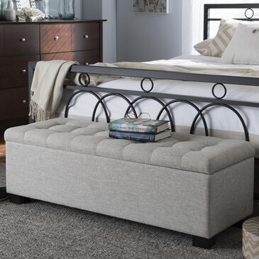 Baxton Studio Roanoke Upholstered Storage Ottoman Bench in Beige, , large