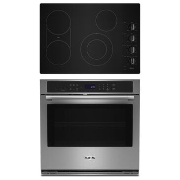 Maytag 2-Piece Kitchen Package with Stainless Steel 30" Built-In Single Wall Oven and Black Electric Cooktop, , large
