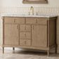 James Martin Kinnsden 48" Single Bathroom Vanity in Weathered Oak with 3 cm Carrara Marble Top and Rectangular Sink, , large