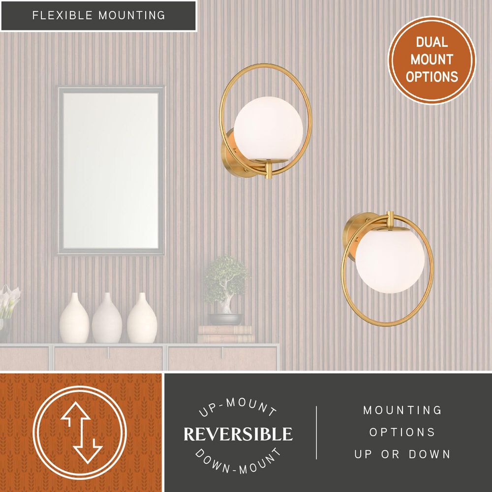 Vaxcel Bucktown 1-Light Wall Sconce in Natural Brass, , large
