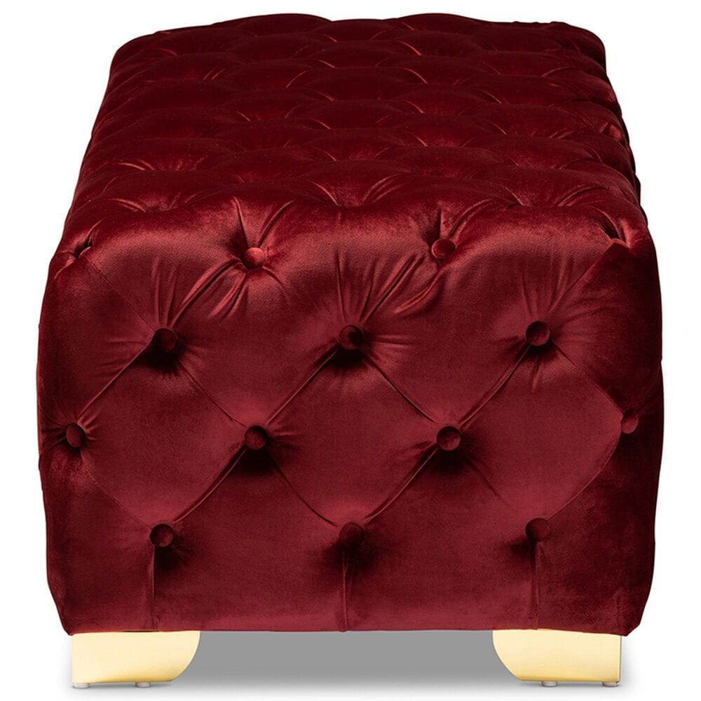 Baxton Studio Avara Bench Ottoman in Burgundy, , large